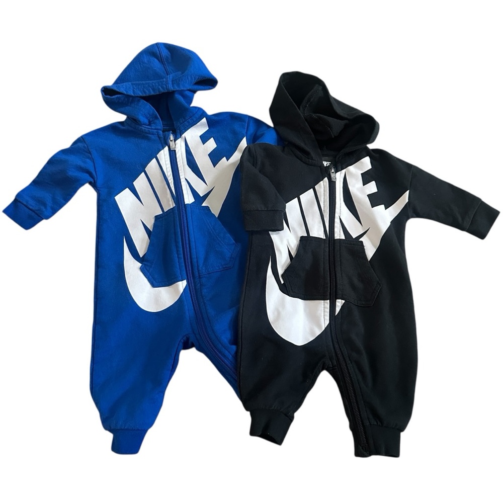 Nike Lot of 2 Hooded Rompers‎ Infant Size 3-6 Months